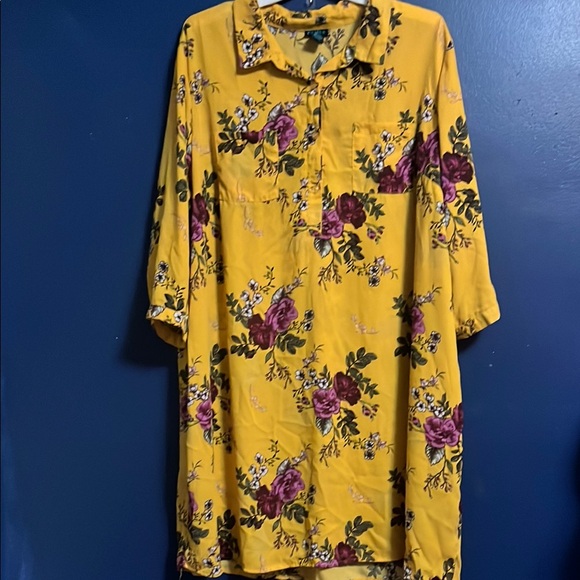 Rue 21 Yellow Sheer Floral Dress - Picture 1 of 5